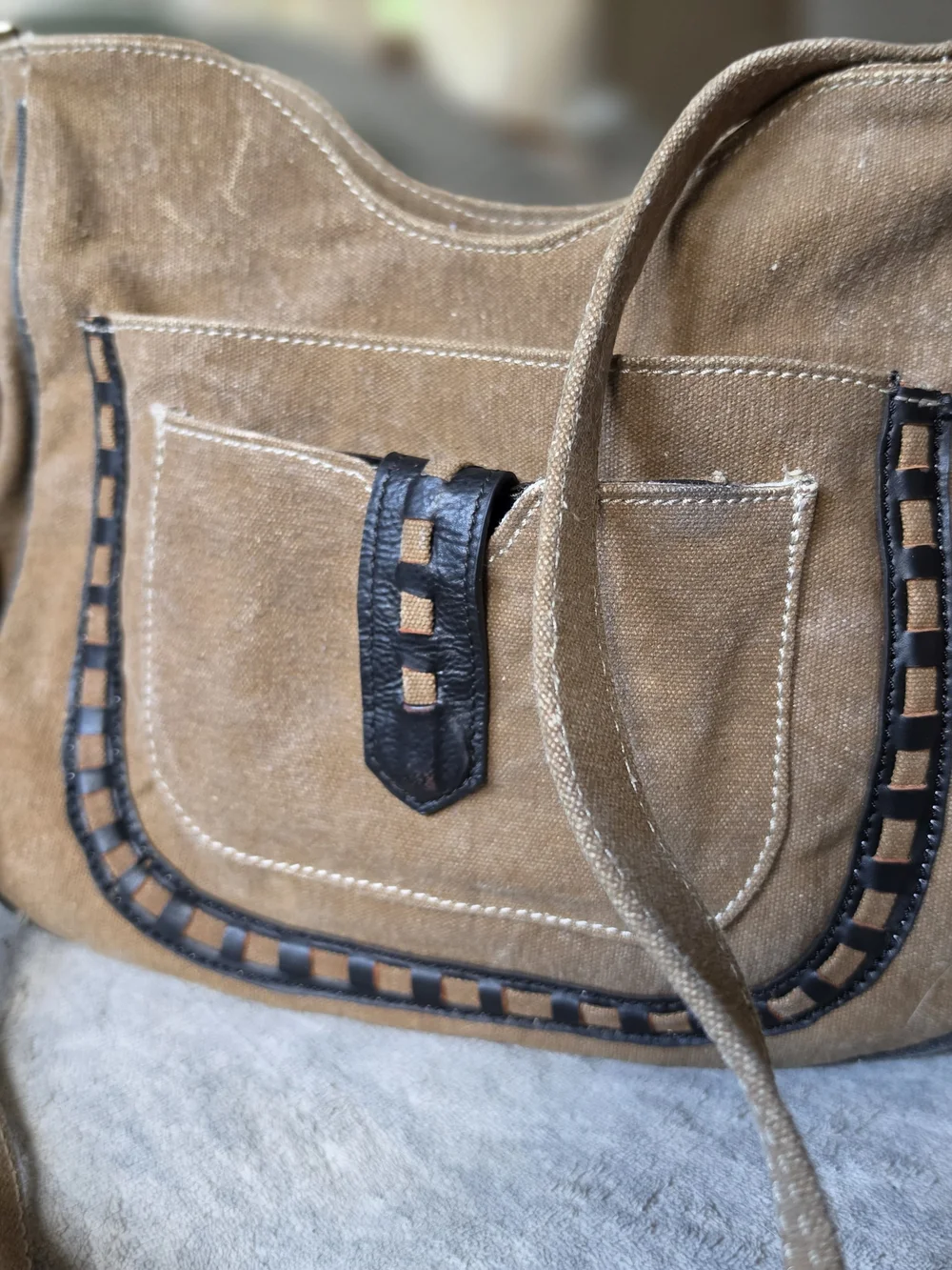 Mona B Phoebe Crossbody brown canvas
